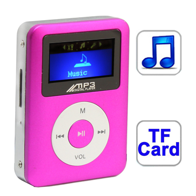 TF (Micro SD) Card Slot MP3 Player with LCD Screen, Speaker (Magenta) - Click Image to Close